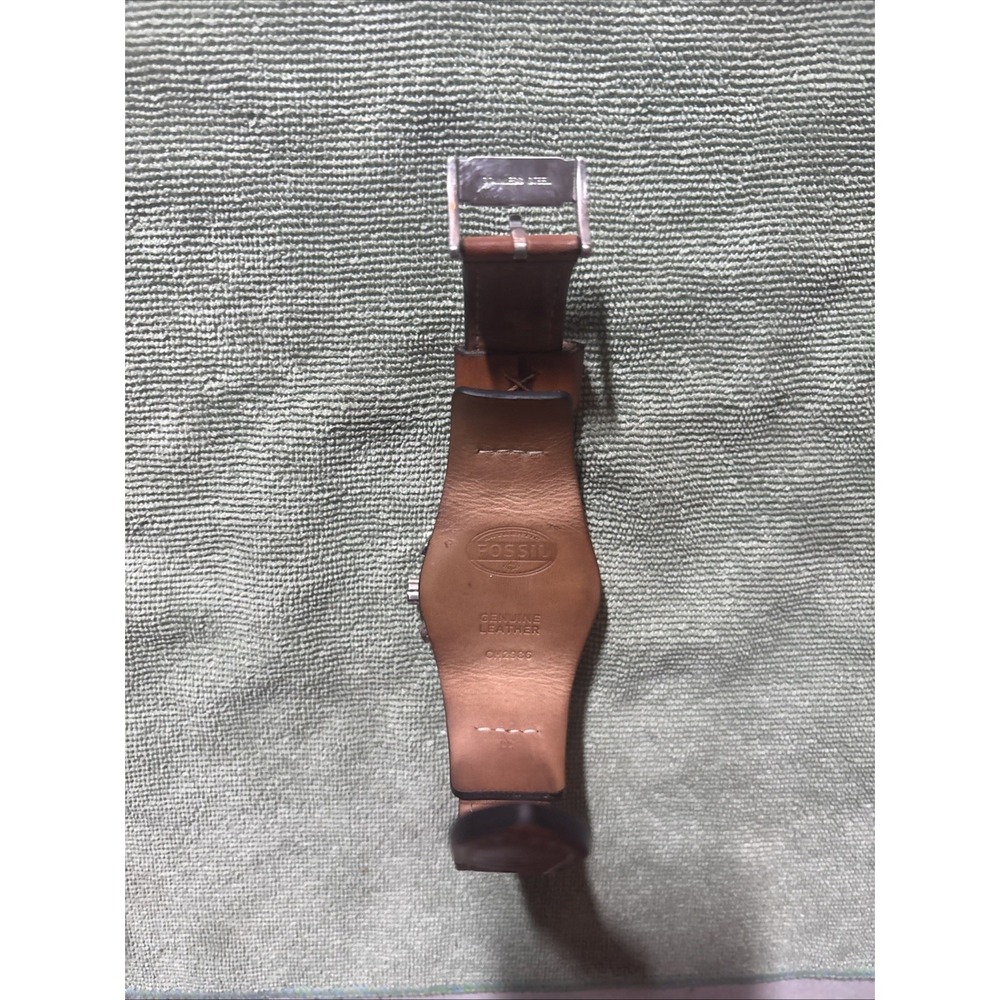 Fossil Coachman Chrono Watch White Black CH2986 Leather New Battery  EUC  /w Tin - Picture 6 of 16